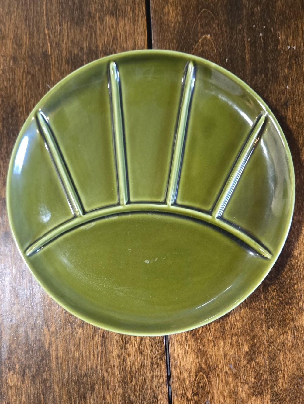 Olive Green 1960s Vintage Fondue Plate